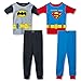 Boys Little Heroes Batman and Superman 4 Piece Cotton Pajama Set, Toddler Sizes 2T-4T