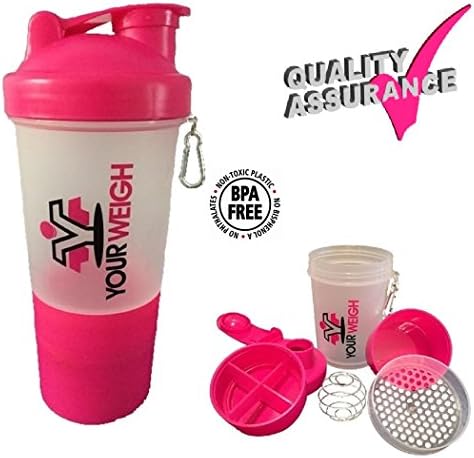 Protein Shaker Cups For Weight Loss Shakes, Salad Dressing, Flavored Water And More, A Unique Sports Blender Bottle With Blender Ball &amp; Storage Compartments For Shake Mix, Supplements Or Snacks