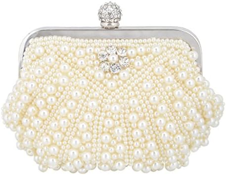 Yahoho Women's Bridal Evening Bag Party Handbag Clear Austrian Crystal Simulated Pearl