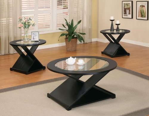 Becky 3 Piece Occasional Table Set in Black Finish by Coaster Furniture