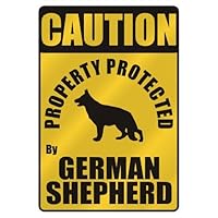 CAUTION PROPERTY PROTECTED BY GERMAN SHEPHERD PARKING SIGN DOG