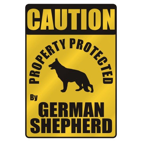 CAUTION  PROPERTY PROTECTED BY GERMAN SHEPHERD  PARKING SIGN DOG