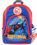 Superman Red and Blue Kids Backpack Book Bag With Waterbottle