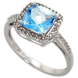 10k White Gold Ring, w 0.12 Carat Brilliant Cut Diamonds and 1.80 Carats... by