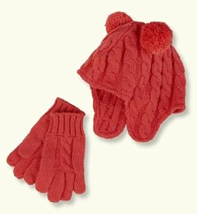 Cable Knit Hat & Gloves Set