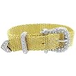 White Gold Rhodium and 14k Gold Boned Belt Buckle with Clear Crystal Accents in Twotone