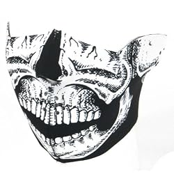 New Black & White Skull Neoprene Half Face Mask Muzzle Motorcycle Nose Mouth Adj Size