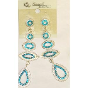 Genuine Gold Plated White and Blue Aquamarine Crystals Loaded Earrings
