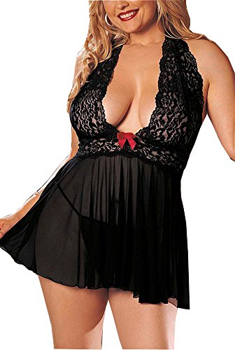 IYISS Women's Exotic See Through Babydoll Lingerie set