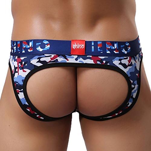 JAC Men's Sexy Fashion Camouflage No-back Slip Briefs Blue L