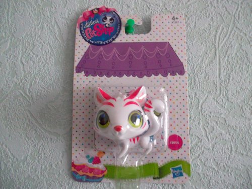 Littlest Petshop Single -Figurine - Petshop 3054-Chat Blanc tatoué aux Yeux Vert