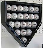 21 Home Plate Shape Baseball Display Case Holder Cabinet, with 98% UV Protection door, Locks, Black Finish (B21-BLA)