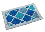 Homescapes Colour Block Bath Mat, Blue, 45 X 75cm, 1400 GSM rug in 100% Cotton, Non Slip Spray Back, Washable at Home