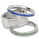 Stainless Steel Vancouver Canucks Stacked Logo Ring Set