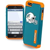 Forever Collectibles Miami Dolphins Rugged Dual Hybrid Helmet Logo Apple iPhone 5 & 5S Case