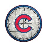 Chicago Cubs 12-Inch Art Glass Clock