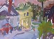Pacific Grove Yellow Victorian, Original Oil Painting By Carmel Artist Victor Di Gesu - Unframed Artwork