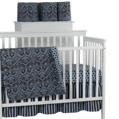 Tadpoles Damask 4-Piece Crib Set - Blue Brown