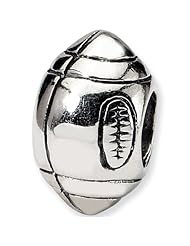 Reflection Beads Silver Pigskin Football Sports Bead