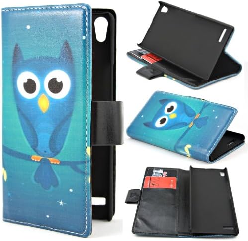 PpIiNnKk Owl Design Wallet PU Leather Flip Case Cover for Huawei Ascend P6