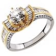 Two Tone Stylish Ladies Diamond Engagement Ring (Center stone is not included)