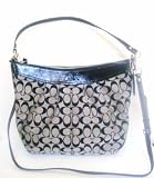 Authentic Coach Black/White Soho Pleated Signature Convertible Shoulder Bag
