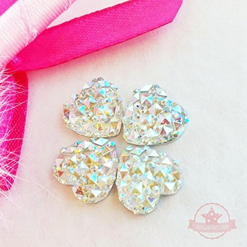30 pcs 12mm Heart Crystal AB Glittery Acrylic Special Effect Rhinestones *ship with FREE GIFT from GreatDeal68*
