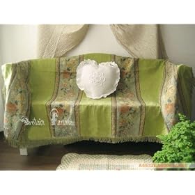 Baroque Throw blanket Bedspread Table Cloth-Green by Victoria's Deco