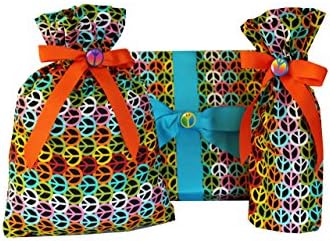 Peace Bundle. Reusable fabric gift bag, box gift wrap and wine bag.