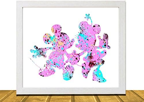 Mickey and Minnie Mouse Inspired Wall Art, Watercolor Disney Inspired Art, Kids Room Decor, Kids Wall Art, Baby Shower Gift, Nursery Art, Unframed, Printed on Archival Matte Premium Photo Paper