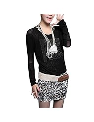 Long Sleeves Tank Leopard Print Lace Beaded Round Neck  Dress