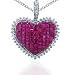 18 KT WHITE GOLD DIAMOND AND RUBY HEART PENDANT