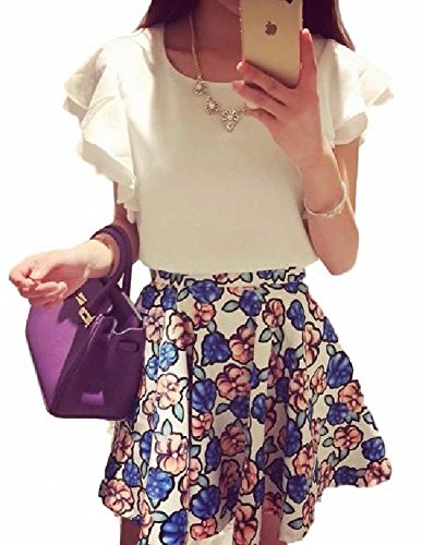 レディース トップス 夏 フェミニン ふんわり シフォン ブラウス 肩 2層 フリル 半袖 白