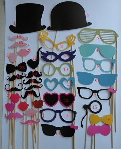 36PCS Colorful Props On A Stick Mustache Photo Booth Party Fun Wedding Christmas by XUBO