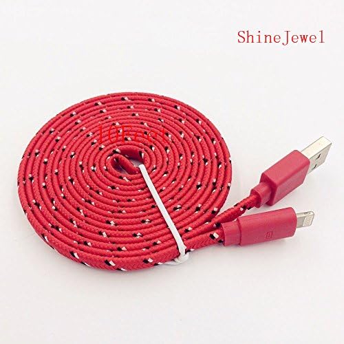 iPhone 6 cable, iPhone 5 Cable, ShineJewel(TM) 1 PCS DIY 3M 10Ft Extra Long New Ruggedized Braided Fabric Noodle Flat Design High Quality For iPhone 6 iPhone 6 Plus iPhone 5 cable - Extra Long iPhone 6 iPhone 5 5S 5C iPad 4 ipad mini iPod Touch Nano 7th Gen - 8 pin to USB Data Sync Transfer cable - iPhone 6 cable, iPhone 5 Cable, 10Ft - 10ft iPhone 6 iPhone 5 Charger-Red