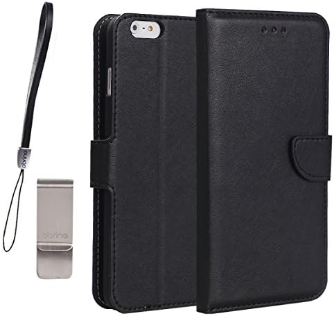 For iPhone 6 case, Apple iPhone 6 with Simple Design Wallet Leather Drop Protection Built-in Anti fingerprint ID Card Slot and Money Pocket (iPhone 6(4.7-inch), Simple-Black)