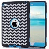 iPad Mini 4 Case,Walle Shop® [Heavy Duty] High Impact Resistant Hybrid Shock-Absorption Three Layer Armor Defender Full Body Protective Cover with Screen Protector for iPad Mini 4 2015 (wave+blue)