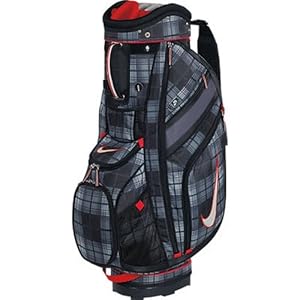 Nike Golf Sport II Cart Golf Bag, Black Tartan/Sail/Hyper Red
