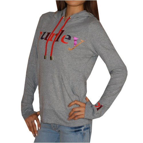 Hurley Ladies Grey Casual Hoodie Sweatshirt Jacket - WITH FOIL PRINT