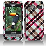 Premium - LG GR700/Vu Plus Hot Pink Plaid Cover - Faceplate - Case - Snap O ....