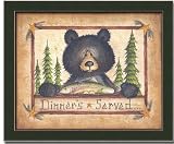 Dinner's Served Bear Cabin Decor Art Print Sign Framed