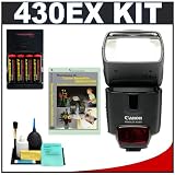 Canon 430EX Speedlite Flash + Instructional DVD + 4 Batteries & Charger for Canon Rebel XS, XSi, XT, XTi, EOS 1D, 5D, 30D, 40D & 50D EOS Digital SLR Cameras