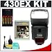 Photo : Canon 430EX Speedlite Flash + Instructional DVD + 4 Batteries & Charger for Canon Rebel XS, XSi, XT, XTi, EOS 1D, 5D, 30D, 40D & 50D EOS Digital SLR Cameras
