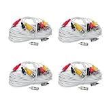VideoSecu 4 Pack 100ft BNC RCA Audio Video Power Cables Security Camera Extension Wires Cords for CCTV DVR Home Surveillance System with Free Connectors C77