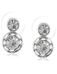 Napier "Treasure Box" Silver-Tone and Crystal Drop Earrings