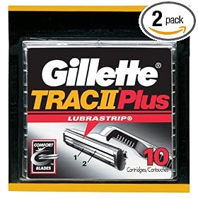 Gillette Trac II Plus Shaving Cartridges, 10-Count Packages (Pack of 2)