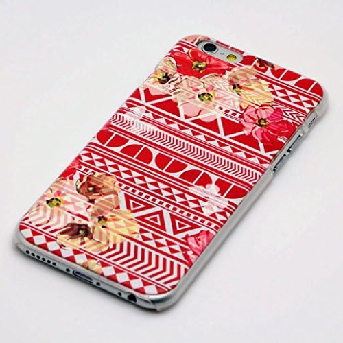 iPhone 6 Plus Case 5.5 inch AFYCOLOR Hard PC Material with 4D UV Embossing Craft Print - Aztec Flower Series of Red Flowers