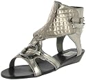 Naughty Monkey Women's One Way Ticket  Sandal Flat,Pewter,8 M US
