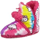 Hello Kitty Juniors Superplush Bootie with Pom Pom and Sherpa, Tie Dye Pink, X-Large