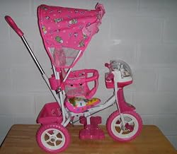Pink Childrens Tricycle w/ Cabana Style Top Cover and Removable Infant Compatible Seat